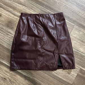 Windsor Red Mini Pencil Skirt with Slit